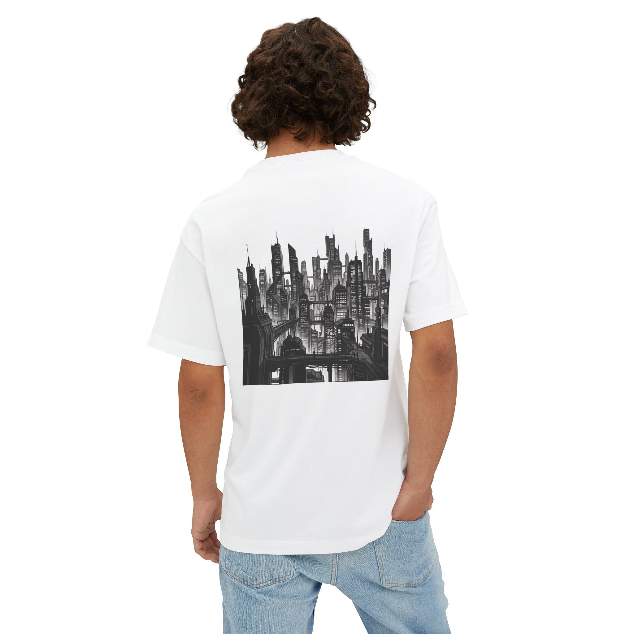 FUTOPIA　Cyberpunk Cityscape Tee | Urban Skyline Graphic Tee