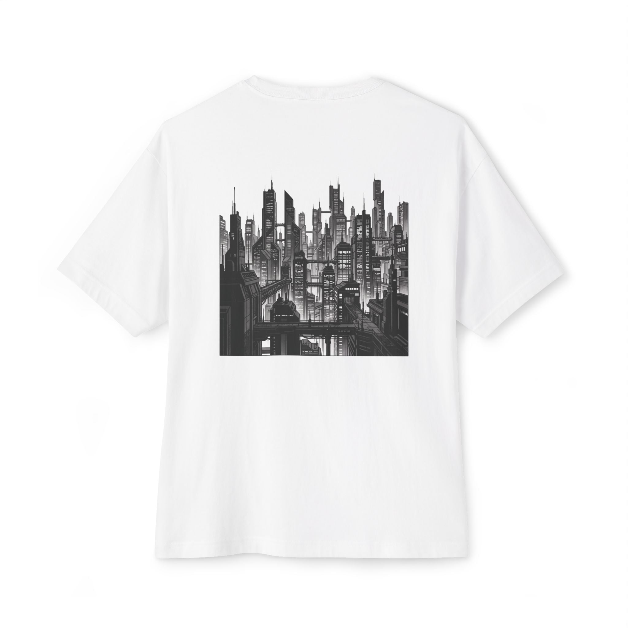 FUTOPIA　Cyberpunk Cityscape Tee | Urban Skyline Graphic Tee